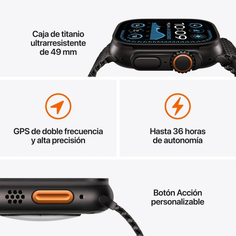 Apple Watch Ultra 2 GPS + Cellular 49mm Titanio Negro con Correa Alpine Loop Verde Oscuro - Talla L